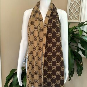 Michael Kors Brown and Tan Logo Scarf